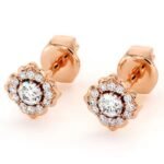 Unique Floral Lab Diamonds Dainty Stud Earrings 18K Yellow Gold
