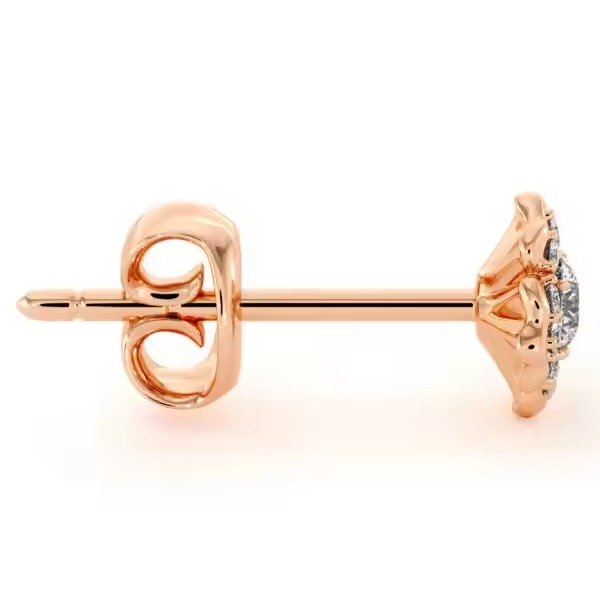 Unique Floral Lab Diamonds Dainty Stud Earrings 18K Yellow Gold