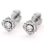 Unique Floral Lab Diamonds Dainty Stud Earrings 18K Yellow Gold