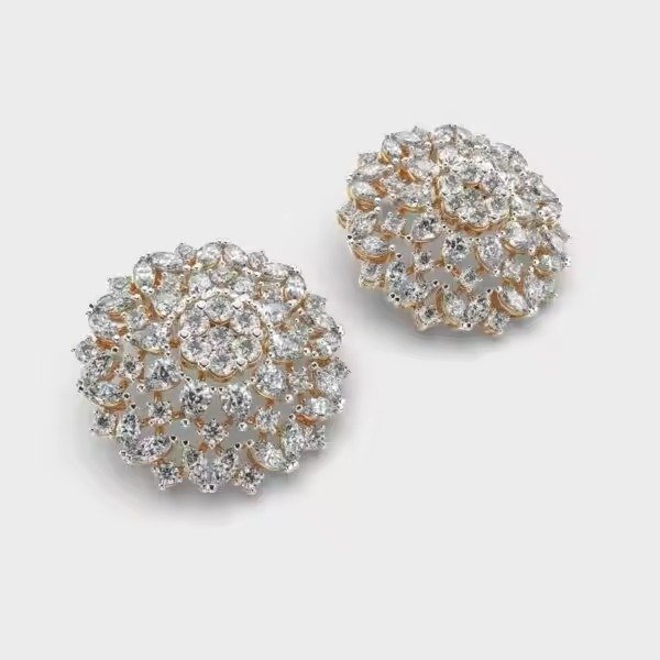 Celestial Diamond Studs Religious Style Religious Earrings Floral Hoop Earrings with Moissanite Stone for Weddings