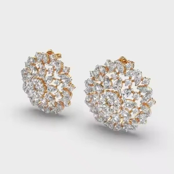 Celestial Diamond Studs Religious Style Religious Earrings Floral Hoop Earrings with Moissanite Stone for Weddings