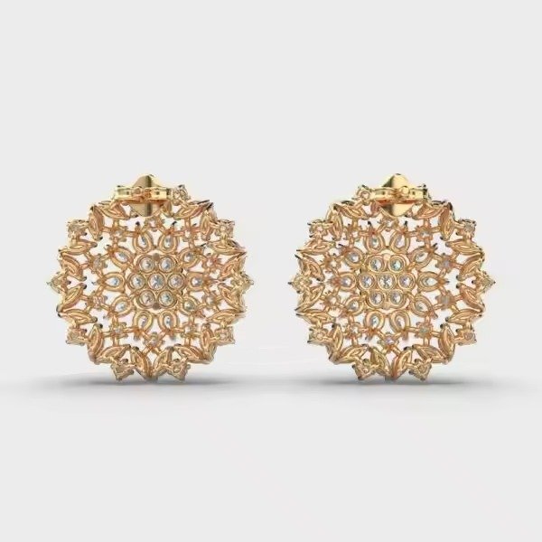 Celestial Diamond Studs Religious Style Religious Earrings Floral Hoop Earrings with Moissanite Stone for Weddings