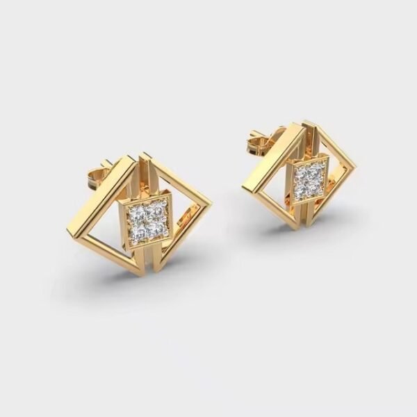 Twin Triangle Stud Earrings with Moissanite Religious Style Religious Anniversary Jewelry