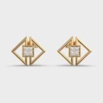 Twin Triangle Stud Earrings with Moissanite Religious Style Religious Anniversary Jewelry