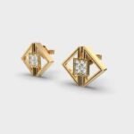 Twin Triangle Stud Earrings with Moissanite Religious Style Religious Anniversary Jewelry