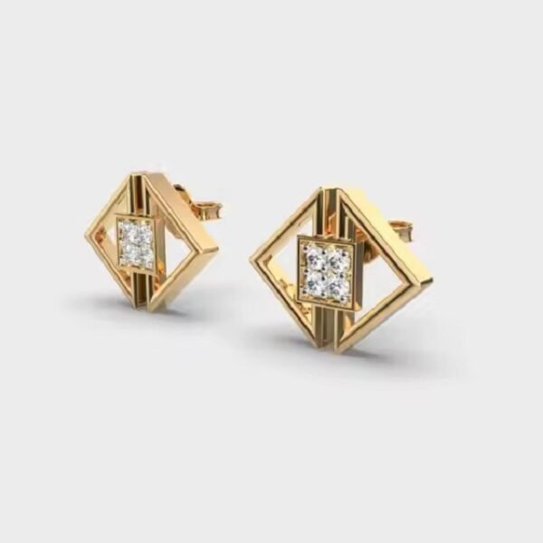 Twin Triangle Stud Earrings with Moissanite Religious Style Religious Anniversary Jewelry