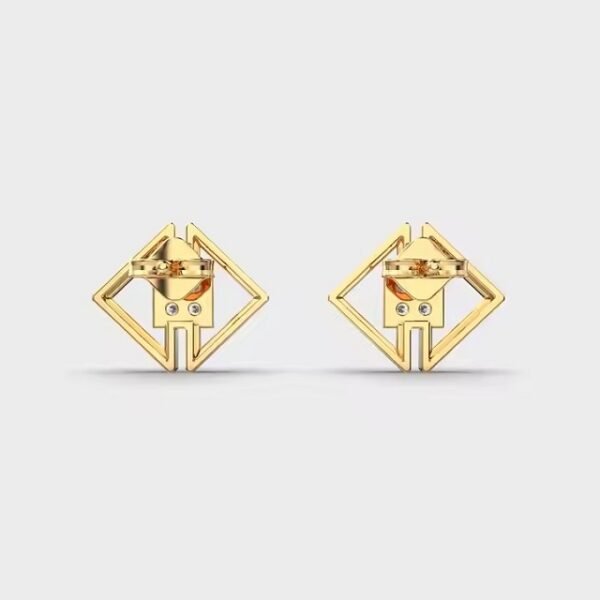 Twin Triangle Stud Earrings with Moissanite Religious Style Religious Anniversary Jewelry