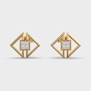 Twin Triangle Stud Earrings with Moissanite Religious Style Religious Anniversary Jewelry