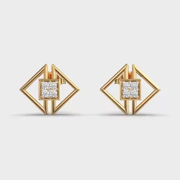 Twin Triangle Stud Earrings with Moissanite Religious Style Religious Anniversary Jewelry