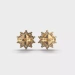 Charming Diamond Stud Earrings with White and Rose Gold Floral Design for Party Occasions