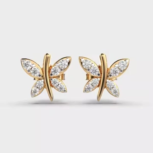 Gyrating Flies Diamond Studs lab grown diamond flies shape earrings for girls