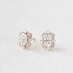 Elegant Oval Cut Moissanite Diamond Halo Stud Back Earrings for Women Unique Stud Back Design