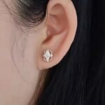Elegant Oval Cut Moissanite Diamond Halo Stud Back Earrings for Women Unique Stud Back Design