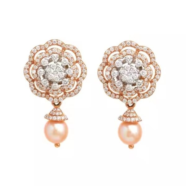 Princess Style Diamond Earrings with Pearl Drop Fashion Accessory for Adding Elegant Touch to Your Outfit