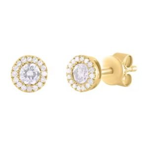 Women's Trendy 14K Gold Diamond Stud Earrings Round Cut Circle Drop for Weddings Wholesale Jewelry Gift