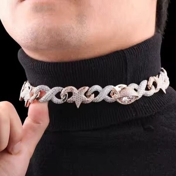 High Quality VVS Clarity Diamond Two-Tone Miami Hip Hop Infinity Necklace 14K/18K White Gold with Natural Inspired Star Rappers