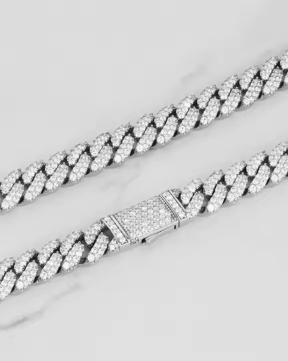 Men's & Women's 10mm Miami Cuban Link Prong Chain Vintage Style 925 Sterling Silver Necklace 10k Solid Gold Iced Cuban Style