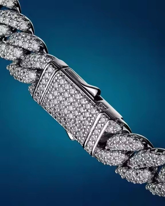 Men's & Women's 10mm Miami Cuban Link Prong Chain Vintage Style 925 Sterling Silver Necklace 10k Solid Gold Iced Cuban Style