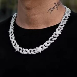 Customized Hip Hop Jewelry Fully Diamond Cuban Link Chain Round Lab Grown Diamond Jewelry with 14K Yellow Gold Chain for Men