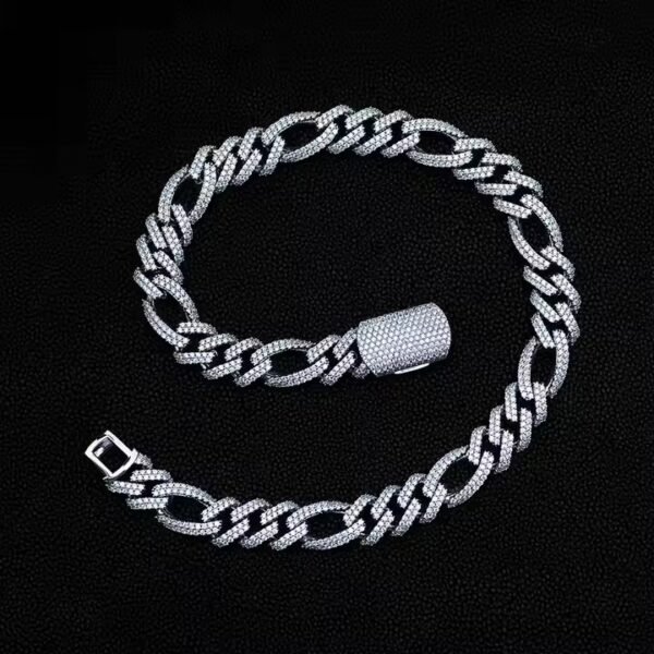 Fully Iced out Cuban Link Chain Luxury Silver Jewelry with D Colour VVS Studded Diamond Tester Check Moissanite Diamond Chain