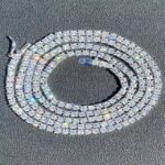 Men's Women's 2mm Solid 925 Sterling Silver Micro Tennis Chain Iced out Diamond Necklace with Gold Rose Gold Rhodium Finish