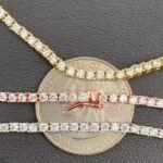 Men's Women's 2mm Solid 925 Sterling Silver Micro Tennis Chain Iced out Diamond Necklace with Gold Rose Gold Rhodium Finish