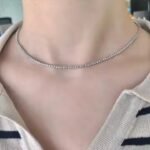 2mm Tennis Necklace, Round Cut VVS Moissanite Diamond Necklace, 925 Solid Sterling Silver Chain, Daily Wear Unisex Necklace