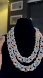 Flower Moissanite Diamond Cuban Chain 925 Sterling Silver Hip Hop Link Chain for Men Party Wear Birthday Gift Necklace