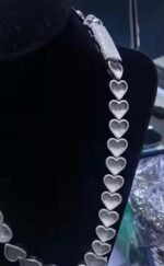 925 Sterling Silver Iced Heart Shape VVS D Color Cut Moissanite Diamond Hip Hop Style Yellow Gold Chains for Birthdays Parties