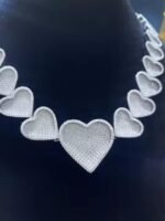 925 Sterling Silver Iced Heart Shape VVS D Color Cut Moissanite Diamond Hip Hop Style Yellow Gold Chains for Birthdays Parties