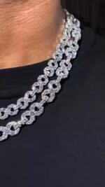 10mm Heavy Infinity Link Chain Moissanite Diamond Iced 925 Sterling Silver Necklace for Men Women Miami Link Chain Gift for Her