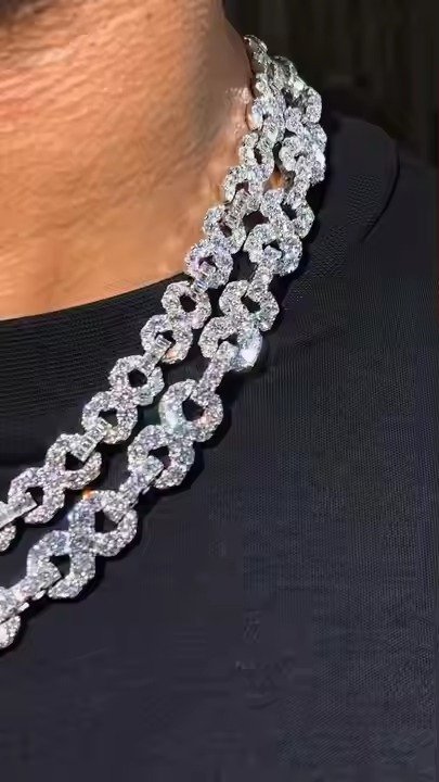 10mm Heavy Infinity Link Chain Moissanite Diamond Iced 925 Sterling Silver Necklace for Men Women Miami Link Chain Gift for Her