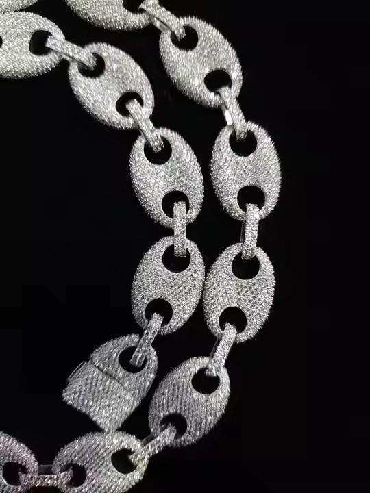 Luxury 925 Silver Hip Hop Chain Iced Moissanite Diamond Necklace Perfect Anniversary Gift for Him Featuring Link White Gold