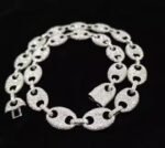 Luxury 925 Silver Hip Hop Chain Iced Moissanite Diamond Necklace Perfect Anniversary Gift for Him Featuring Link White Gold