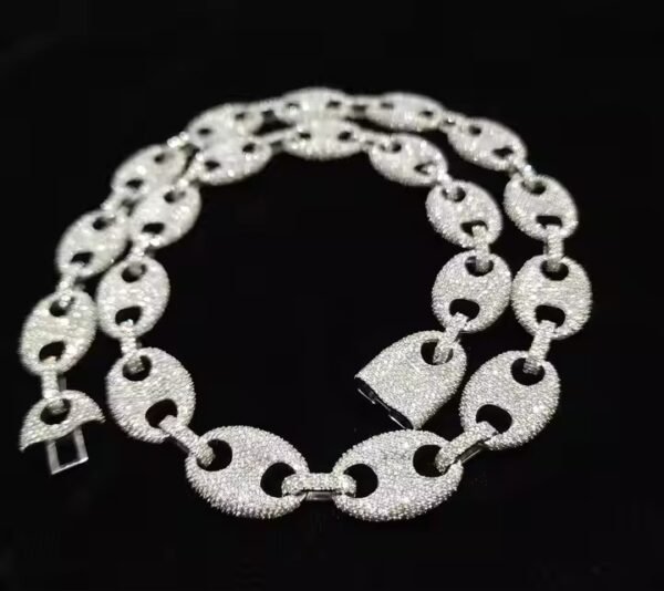 Luxury 925 Silver Hip Hop Chain Iced Moissanite Diamond Necklace Perfect Anniversary Gift for Him Featuring Link White Gold