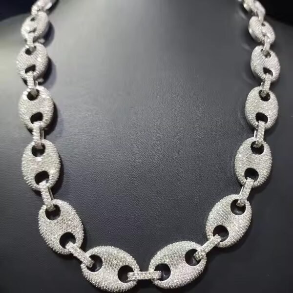 Luxury 925 Silver Hip Hop Chain Iced Moissanite Diamond Necklace Perfect Anniversary Gift for Him Featuring Link White Gold