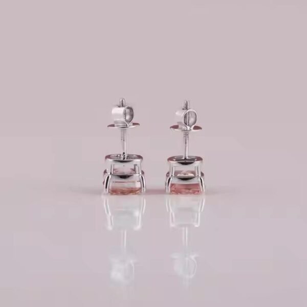 Best Price Luxury Hip Hop 14KT Solid Gold Stud Earrings with Back Screw Pink Cushion Cut Lab Grown Diamond Elegant Jewelry
