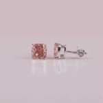Best Price Luxury Hip Hop 14KT Solid Gold Stud Earrings with Back Screw Pink Cushion Cut Lab Grown Diamond Elegant Jewelry