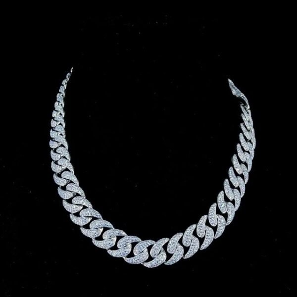  14K silver Gold Diamond Hip Hop Cuban Link Chain