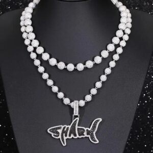 Custom 10mm 15mm Iced Necklace 925 Sterling Silver White Gold Plated Diamond Moissanite Cuban Link Chain From Indian Supplier